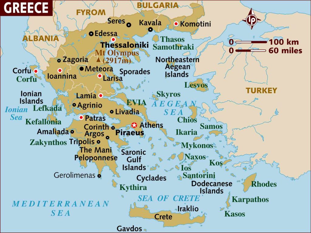 Map of Greece with Crete