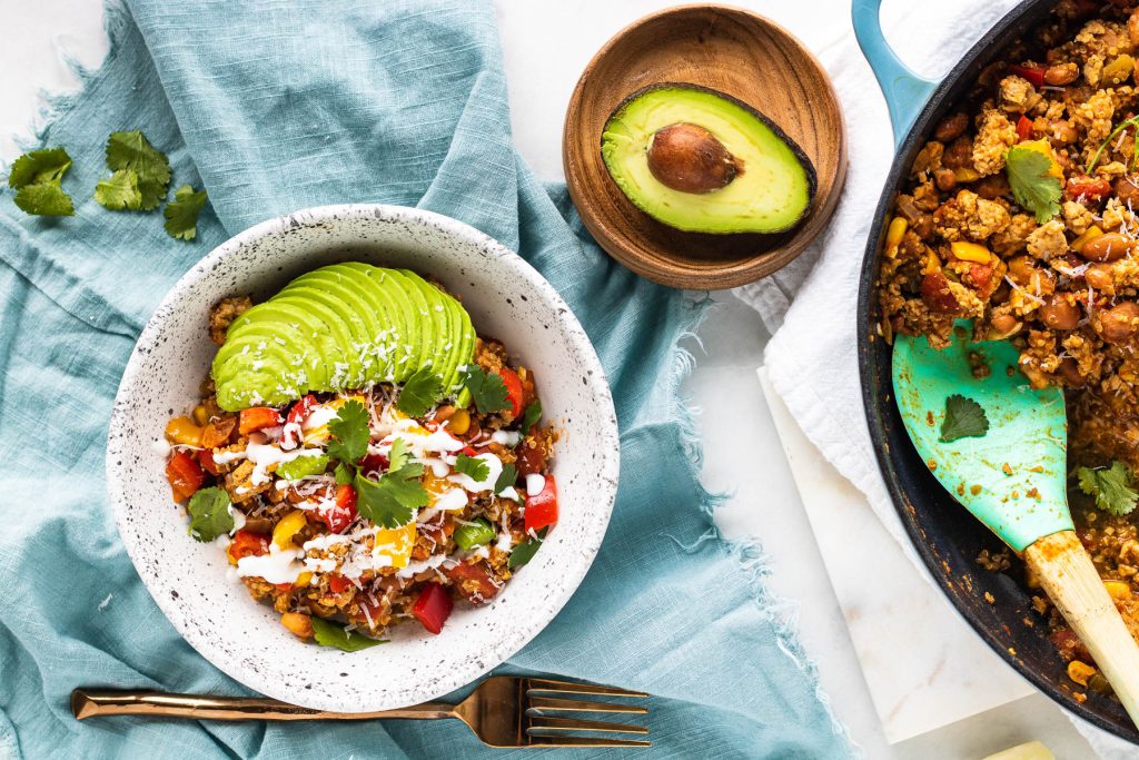 Ground turkey quinoa bowls